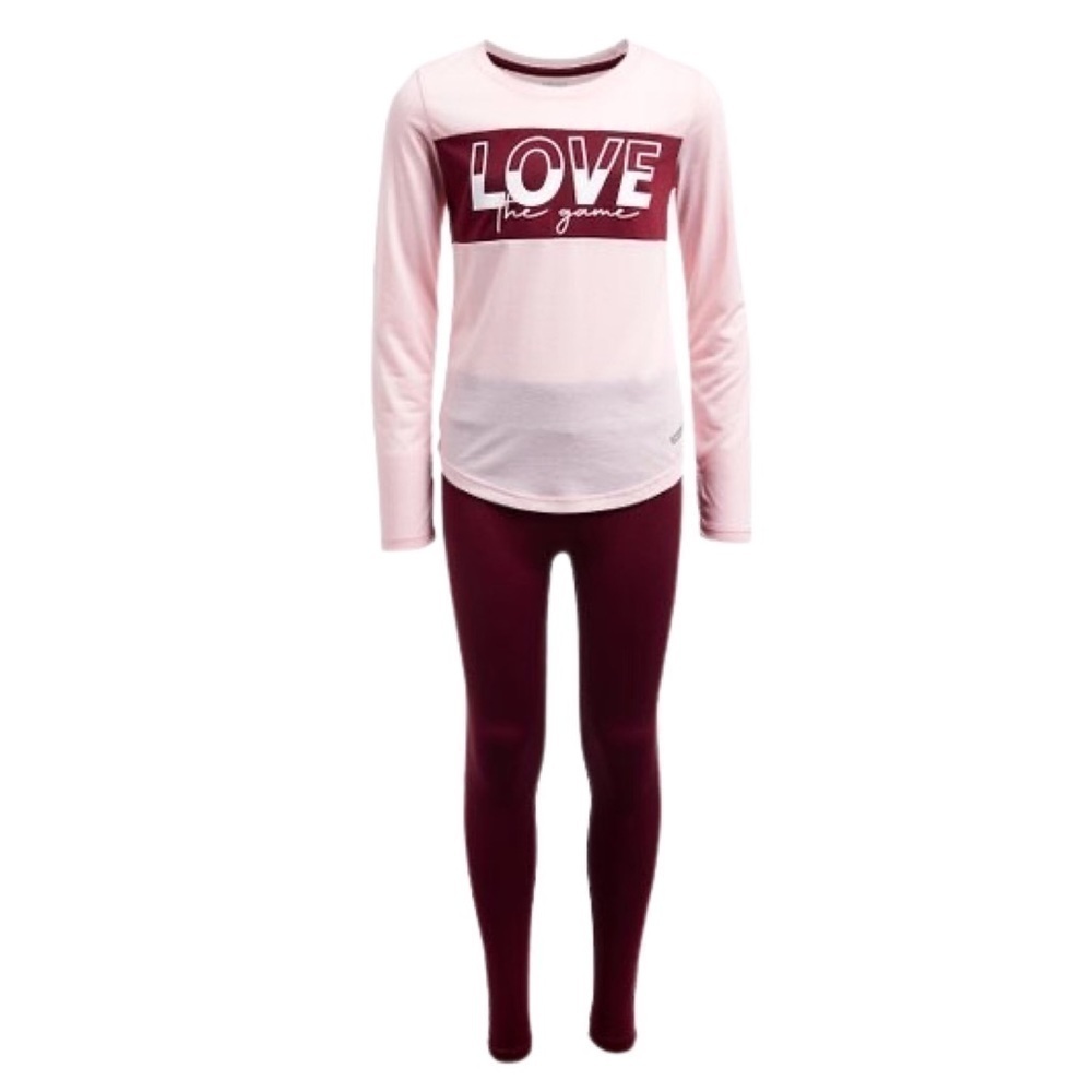New! Marika Girls Love the Game Long Sleeve Tee Leggings 2-Piece Active Set